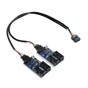 4 Cavo Prolunga Femmina a 9pin USB 2.0 Header Sdoppiatore Connettore HUB Adattatore - Foto 1 di 9