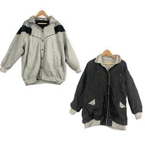 VTG Reversible Windbreaker Jacket OS Silver Snap Button Closure CURRENT SEEN - Picture 1 of 11