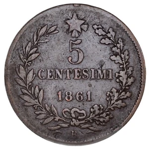 ITALIA REGNO D'ITALIA Vittorio Emanuele II - 5 Centesimi 1861 B Bologna - R2 - Picture 1 of 2