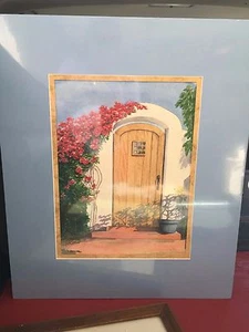 original signed watercolor/water color,L.Hall,2005,garden gate & bouganvillea - Picture 1 of 4