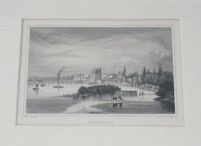 Stahlstich Offenbach Jon. Poppel nach J. Lange gerahmt 1.Z - Bild 1 von 2