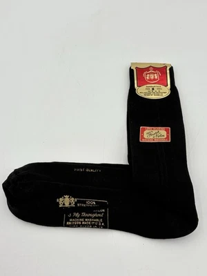 Calcetines de vestir vintage de nailon 100 % elásticos años 60 para hombre nuevos con etiquetas negros talla 10-13 EE. UU. Foto 1 de 4