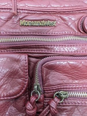 Bolso Bandolera Montana West Borgoña Cuero Sintético Cartera Bolsillos Correa Ajustable Foto 1 de 4