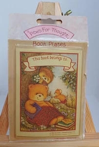 Vtg Paws for Thought 12 Book Plates Pressure Sensitive Labels New Old Stock - Picture 1 of 3