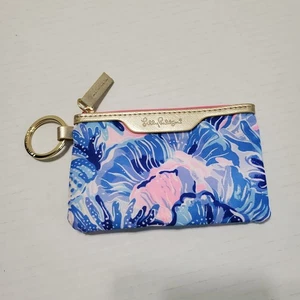 Lilly Pulitzer ID Wallet Case Shade Seekers Tropical Coin Purse Zip Up Pouch - Picture 1 of 5