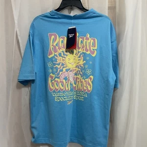 Reebok Unisex Women’s Med Dopamine Radiate Good Vibes Blue/pink Sun Shirt NWT - Picture 1 of 6