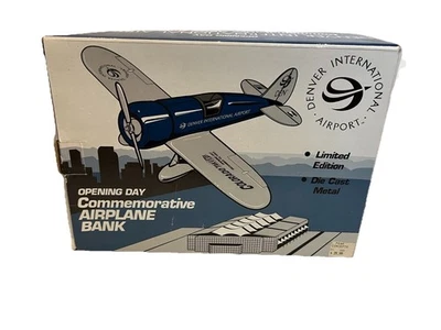 Denver International Airport Opening Day Commemorative Airplane Bank - Image 1 of 4