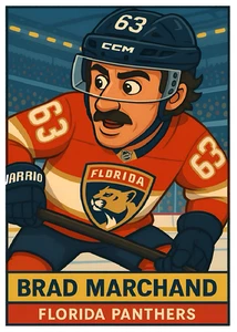 BRAD MARCHAND * Florida Panthers * ACEO * Novelty * HOCKEY ART * Art Card *ATC - Picture 1 of 2