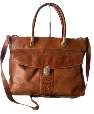 Marino Orlandi Vintage Italiano Cuero Bolso de Mano Bolso de Hombro Envejecido LEER Foto 1 de 4