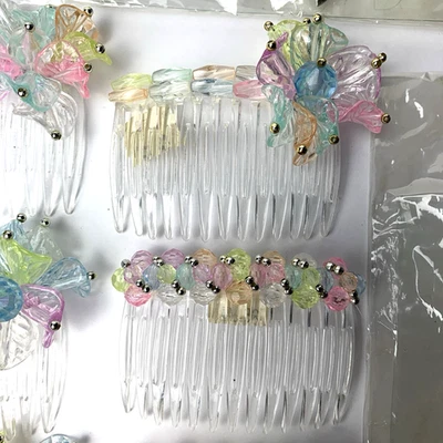 Lot of KAWAII HAIR COMBS Barrettes Pastel Beads FLOWER Clip BUTTERFLY Bobby Pins - Image 1 of 4
