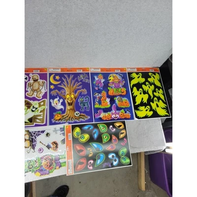 Lote de 6 Feliz Halloween Ventana Adhesiones Fantasmas Espeluznantes Frankenstein Calabazas Murciélagos Foto 1 de 4