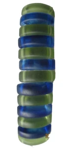 Barretta in vetro 3,5" x 1" blu e verde vintage nuova - Foto 1 di 3