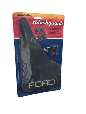 Par de protectores contra salpicaduras Powerflow Ford 1987 de colección abrazadera delantera trasera años 80 nuevo stock antiguo Foto 1 de 4