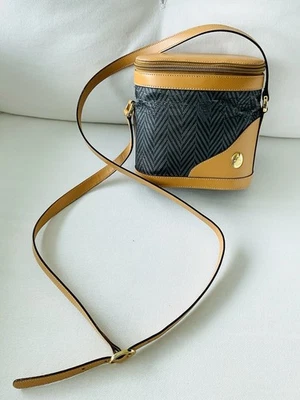 Bolso Bandolera Vintage Mark Cross Lona Cuero Espiga Italia Foto 1 de 4