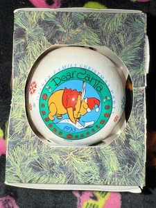 Vintage Disney Winnie the Pooh Christmas Satin Ball Ornament 1993 NEW IN BOX - Picture 1 of 8