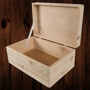 Caja de almacenamiento de memoria de madera con tapa | Madera lisa decorativa natural hágalo usted mismo - Imagen 1 de 12