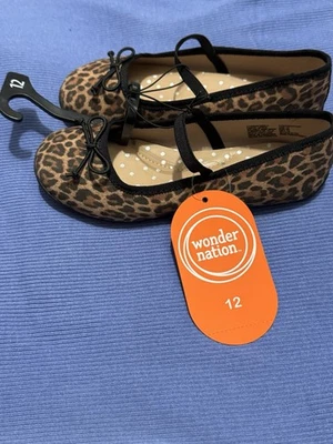 Wonder Nation Girls Cheetah Print Bow Ballet Flats SZ 12 NWT Shoes Memory Foam  - Image 1 of 4