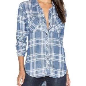 RAILS Carter blau Schottenkaro Knopfleiste Langarm Flanell Hemd Größe M - Bild 1 von 12