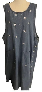Quacker Factory Women’s Large Denim Embroidered Star Maxi Dress Jumper - NEW!! - Picture 1 of 6