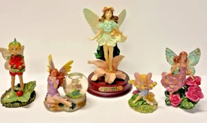 5 Vintage Resin Fairies Figurines With Flowers -Various Sizes - Picture 1 of 8