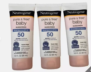 3-Pack Neutrogena Pure & Free Baby Sunscreen SPF 50 Water Resistant EXP 04/22 - Picture 1 of 1