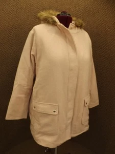 Woman Within NEW Pale Pink Quilt Lined Faux Fur Trim Hood Wool Coat 2X Parka - Picture 1 of 9