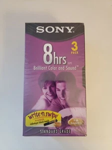 SONY 8 Hours T-160VL VHS Pack of 3 Tapes New Sealed NOS Re-Writable Labels - Picture 1 of 4