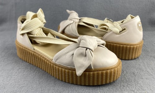 Sandali Puma Fenty Creeper Rihanna beige pelle avena fiocco accento donna 8