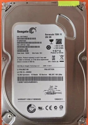 ⭐️⭐️⭐️⭐️⭐️ HDD Hard Drive SATA Desktop 3.5" Seagate ST3250312AS 250GB 9YP131-543 - Image 1 of 3