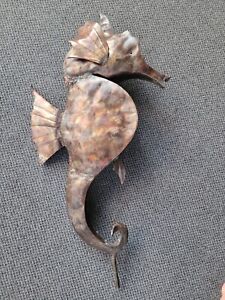 Large Handcrafted 3D 3-Dimensional Seahorse Weathervane Copper