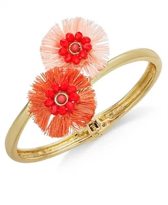 INC International Concepts Beaded Fringe Flower Bypass Hinge Bracelet (Gold) - Picture 1 of 1