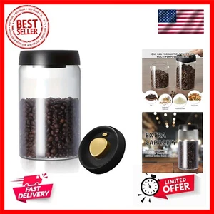 Coffee Bean Storage Container, Vacuum Glass Jar with Airtight Lid,Borosilicat... - Picture 1 of 9