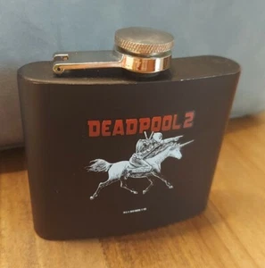 Deadpool 2 Espolon Tequila Metal Flask Black Red Unicorn Rooster Alcohol  - Picture 1 of 3