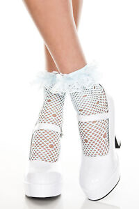 sexy MUSIC LEGS circle net RUFFLE fishnet ANKLE high SOCKS lace ANKLET stockings