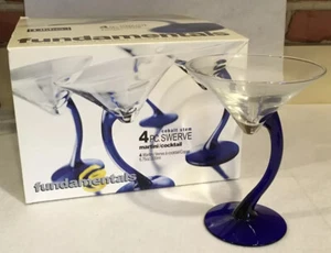 4er Set Libbey Fundamentals Kobalt Stiel Swerve Martini Cocktail Gläser - Bild 1 von 12