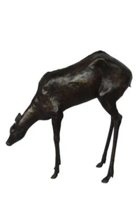 Life Size deer bronze statue -  Size: 33"L x 9"W x 34"H. - Picture 1 of 9
