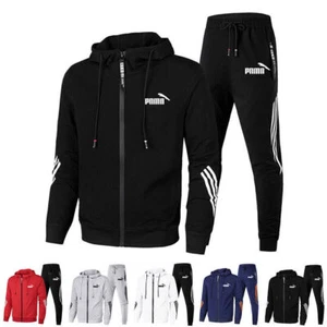 Mens Pumas Tracksuit Set Hoodie Jacket Coat + Sweatpants Jogging Pants Outfit AU - Picture 1 of 16