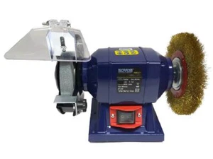 SMERIGLIATRICE MOLA DA BANCO 150W 2 DISCHI PIETRE 125MM PIU SPAZZOLA DA 150MM - Foto 1 di 10