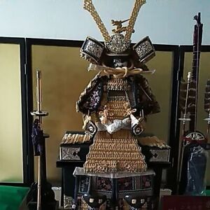 Vintage Japanese Samurai Kabuto Dragon Armor Helmet With Box Doll