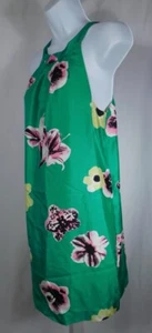 J CREW Green Pink Yellow Floral Silk Low Back Halter Dress Sz 4 - Picture 1 of 6