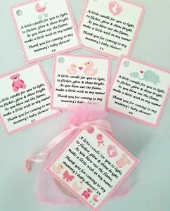 BABY SHOWER scented tealight candle favours 10 pack - PINK THEME GIFT BOX GIRL  - Picture 1 of 17