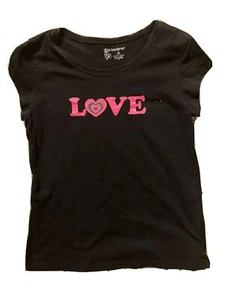 No Boundaries T Shirt Girls Medium Love Black Cap Sleeve Round Neck - Picture 1 of 3