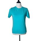 Versace Women's Sweater Jeans Couture Knit Top Short Sleeve Blue Teal Size XL