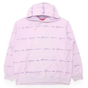 Supreme Embroidered Script Stripe Hoodie Size X-Large Purple - Picture 1 of 5