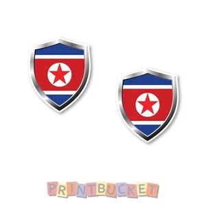 North Korea flag shield 90mm sticker Twin pack quality water & fade proof vinyl - Picture 1 of 1