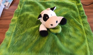 JOHN DEERE STUFFED COW BABY SECURITY BLANKET PLUSH SOFT ANIMAL, GREEN 13" x 13" - Picture 1 of 8