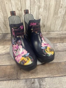 Joules Wellibob Damen-Regenstiefel geblümt dunkelblau Größe 9 - Bild 1 von 13