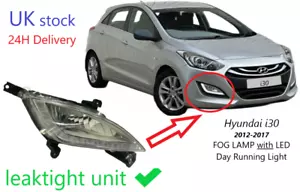 Hyundai i30 mk2 12-17 Front Bumper Fog Light with LED DRL Right Driver O/S - Picture 1 of 8