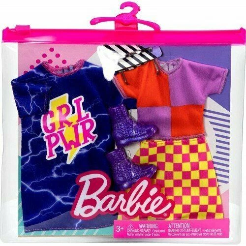 Mattel - Barbie Doll Fashion 2-PACK (Checker Skirt Color-Blocked Shirt ) HBV69