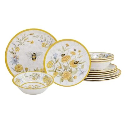 Bee Sweet 12-piece Dinnerware Set Service For 4 Multi Color Off/White Yellow - Image 1 of 4
